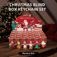 Lot de porte-clés boîte mystère de Noël en gros – Figurines mignonnes mini-cerf et Père Noël en PVC, échelle 1/12 – Nouveauté du Nouvel An