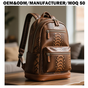 <span class=keywords><strong>Mochila</strong></span> para ordenador portátil de cuero PU vegano Artificial de calidad superior con patrón de <span class=keywords><strong>piel</strong></span> de serpiente elegante personalizado del fabricante para hombres - Product Image 1