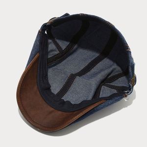 Nouvelle Arrivée Casquette Plate en Jean Délavé Tendance pour Femme et Homme, Style Rétro Décontracté avec Visière en Cuir PU - Product Image 5