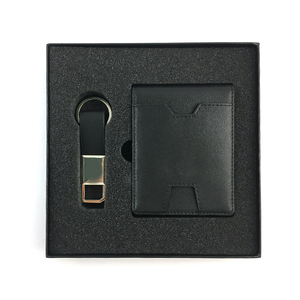 Ensemble cadeau portefeuille en cuir de haute qualité, ensemble cadeau <span class=keywords><strong>porte</strong></span>-clés et <span class=keywords><strong>porte</strong></span>-cartes pour hommes. - Product Image 1