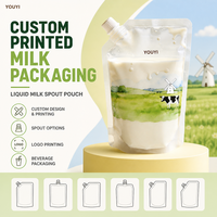 Pochettes à lait imprimées sur mesure, sacs à bec verseur pour lait liquide, conception et impression personnalisées, emballage de boissons pour la vente au détail 1L