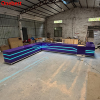 Comptoir de réception pour aire de jeux pour enfants de grande taille, couleur violette personnalisée, éclairage LED, bureaux de réception