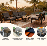 Canapé modulaire en teck massif de luxe, design personnalisé, durable, résistant aux intempéries et aux UV, pour jardin, restaurant, hôtel, villa
