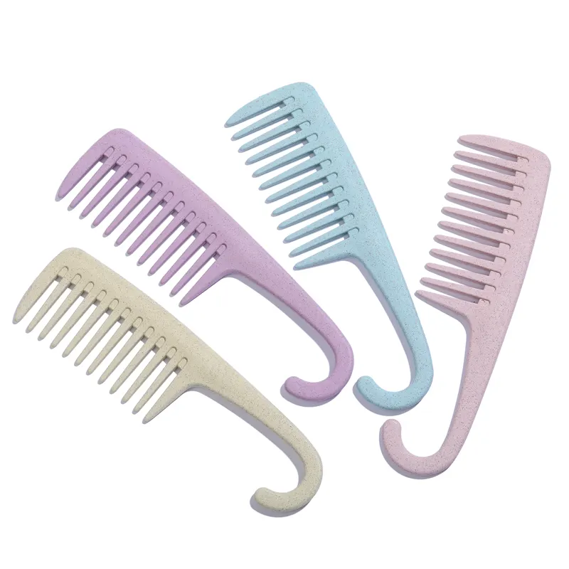 Large Wide Tooth Hook Comb Professional Plastic Salon custom Hanging Colorful Comb