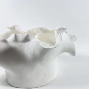 Exquisite White Ceramic <b>Vase</b> Matt Glaze Europe Style Unique Flowing Petal Design for Home Decoration Modern Abstract Handmade - Product Image 4