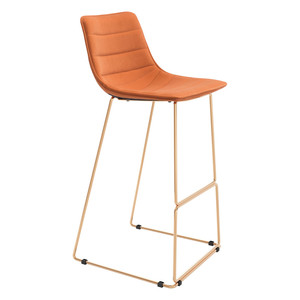 Set di due sgabelli da Bar in velluto arancione e oro da 30 \ "con acciaio per barre alte - Product Image 3