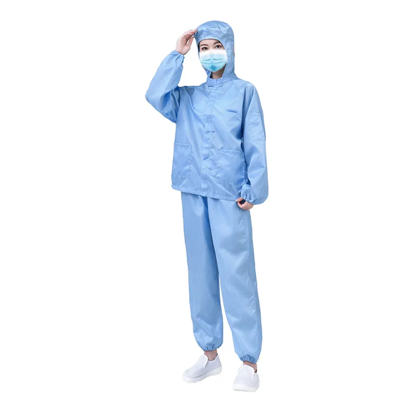 Long Sleeve Esd Cleanroom Uniform Women work clothes Non-Stretch Comfort Fit Anti-Static Suit With Zipper