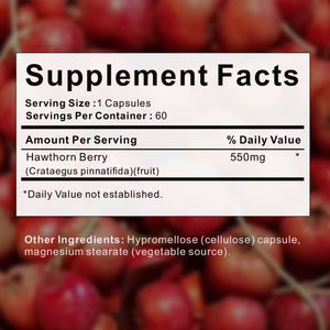 Private Label Extra Força Hawthorn Extract Cápsulas Digestão e Saúde do Coração Suplemento 100% Natural Hawthorn Cápsulas - Product Image 4