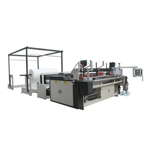 Toilet tissue paper manufacturing machinery Tissue rewinding cutting packing paper for sale