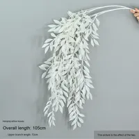 2025 gaya desain bunga putih buatan Dekorasi bunga pernikahan langit-langit dengan daun pernikahan putih grosir