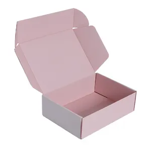 नालीदार गुलाबी कागज उपहार कार्डबोर्ड शिपिंग फोल्डिंग डिलीवरी मेलर कपड़े मेलिंग बॉक्स लोगो के साथ मेल पैकेज पैकेजिंग बॉक्स