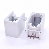 Soulin Rj11 5501-4P4C Conector de teléfono de perfil bajo gris Conector RJ11 Toma de señal de teléfono de 90 grados