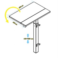 Bureau de travail pliable mural en métal à hauteur réglable hydrauliquement avec un design écologique pour des postes de travail peu encombrants