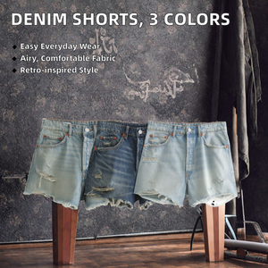 Women's Summer 3 Colorway Breathable Zipper <b>Fly</b> Denim Solid Color Side Pockets Casual Fashion Ripped <b>Jeans</b> Shorts - Product Image 2