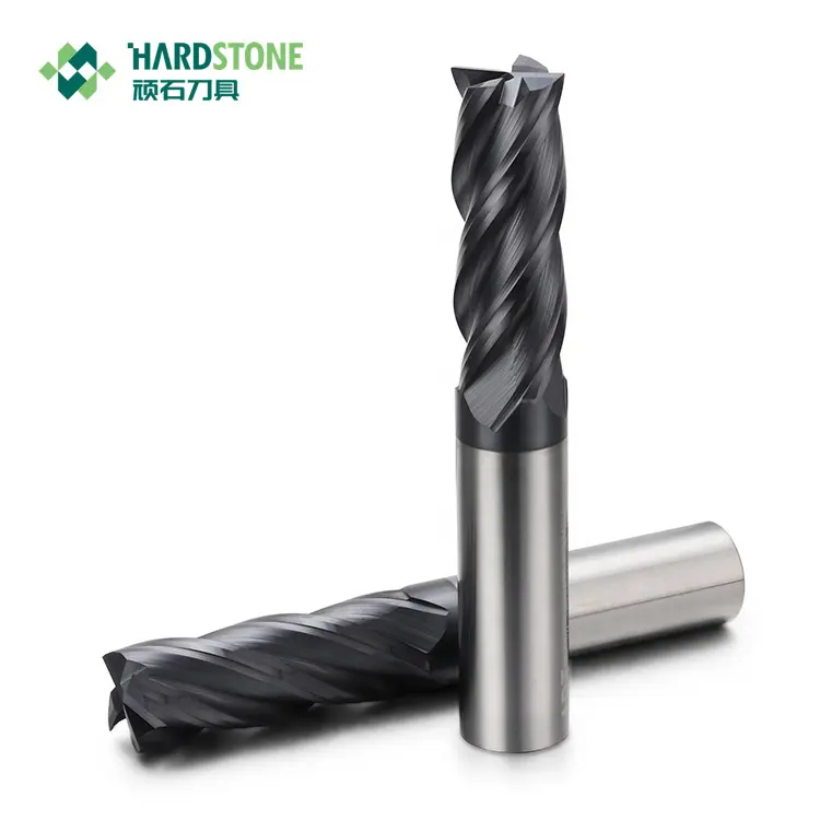 4 Flute Datar Penggilingan Pemotong Akhir Pabrik untuk Stainless Steel Hardstone Karbida Sisipan