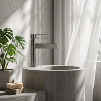 Robinet de lavabo en alliage de zinc chromé de qualité hôtelière, à eau froide uniquement, pour projets de salles de bain d'appartements à fort trafic
