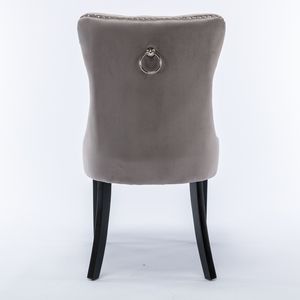 DB Nikki Collection Modern High-End Contemporary <b>Velvet</b> Upholstered <b>Dining</b> <b>Chair</b> with Solid Wood Legs and Nailhead Trim - Product Image 6