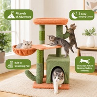 Arbre à chat en peluche en gros avec coton peluche, corde de sisal et tronc, lit-cabane et grotte pour chats d'intérieur OEM