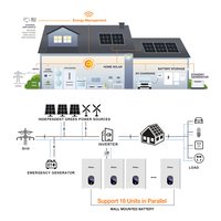 Batterie de stockage domestique au phosphate de fer et de lithium 16 kWh 314 Ah, format split, IP65, 51,2 V, murale avec communication CAN, pour alimentation solaire de secours