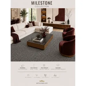 พรมปูพื้นโพลีโพรพิลีนสีเทาเข้ม Petra Milestone 90187 ความหนา 8-14 มม. เหมาะสำหรับสัตว์เลี้ยง ทนทานต่อการใช้งานหนัก สำหรับห้องนอนและห้องนั่งเล่น - Product Image 3