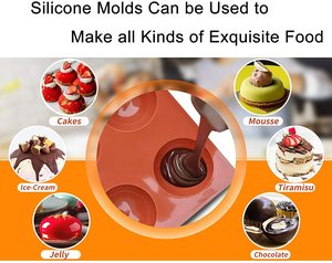 Molde de Silicona de Grado Alimenticio de 6 Cavidades Semiesféricas, Molde de Silicona Rectangular Ecológico para Pastel de Chocolate - Product Image 6