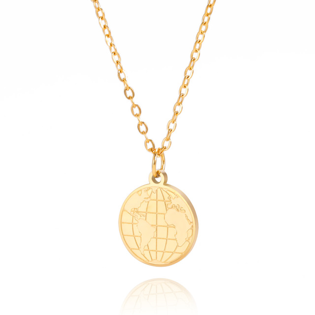 Exquisite and Compact Stainless Steel Globe Pendant Necklace Round Collarbone Chain Women's Daily Commuting Accessory Necklace