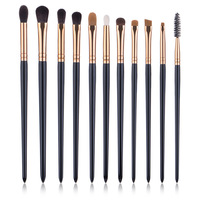 Pinceaux de maquillage pour les yeux de style européen, luxueux et populaires, 11 pièces, poils synthétiques, manche en bois, ensemble de pinceaux pour le maquillage des yeux, vente en gros en usine