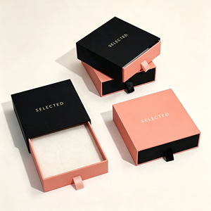Boîte à bijoux en carton personnalisée avec logo, emballage cadeau pour bijoux, collier, boucles d'oreilles, boîte à tiroir coulissante avec éponge noire - Product Image 4
