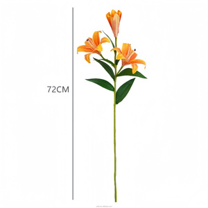 Bouquet de lys artificiels en soie 3D personnalisé à <span class=keywords><strong>trois</strong></span> têtes, luxe pour la fête des mères, la Saint-Valentin, Thanksgiving - Product Image 2