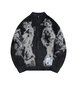 Tùy Chỉnh Xu Hướng <span class=keywords><strong>2025</strong></span> Mohair Cardigan Áo Len Cho Nam Giới Quá Khổ Cảm Ứng Mềm Mại Cảm Thấy Sang Trọng - Product Image 1
