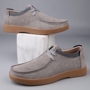 Scarpe da Guida Casual da Uomo in Camoscio Grigio Tinta Unita, Morbide, Traspiranti, Leggere, Antiscivolo, Versatili, con Lacci e Punta Tonda, Ideali per la Primavera - Product Image 2