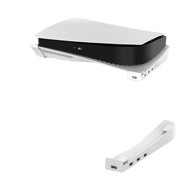 Horizontal Stand Storage Bracket 4 USB Ports Game Accessories for PS5 Optical Drive/Digital Version Console Portable Stand