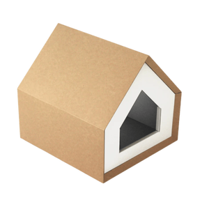 Maison pour chat simple en carton, 1 niveau, intérieur, facile à assembler, avec griffoir inclus - Product Image 1