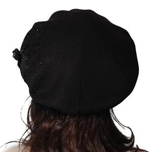 Bérets en laine <span class=keywords><strong>tricot</strong></span>ée pour femmes, broderie florale et strass, pour l'hiver, vente en gros - Product Image 2