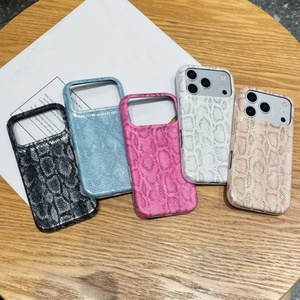 Étui de téléphone portable rétro pour femmes en cuir PU imprimé serpent et léopard pour iPhone 13 14 15 16 17 pro max, coque antichoc, vente en gros - Product Image 1