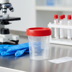 일회용 멸균 100ml 120ml 플라스틱 표본 용기 공장 멸균 의자 용기 중국 소변 컵 - Product Image 1