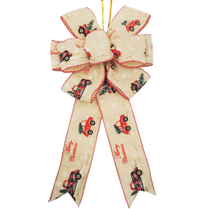 Pita Dekorasi Puncak Pohon Natal 6X12 Inci, Pita Hiasan Natal Simpul Kupu-kupu Merah, Pita Natal Beludru - Product Image 6