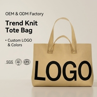 Tas Tote Rajut Wanita Grosir Baru, Tas Tote Jacquard Besar Bermerek Kustom, Tas Jacquard S Gaya Desainer dengan Logo Kustom