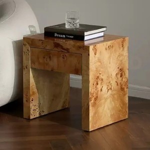 Table de chevet en bois de burl doré naturel avec rangement pour chambre à coucher T26 - Product Image 4