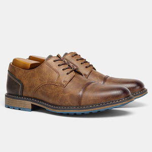 Chaussures habillées d'affaires pour hommes semelle antidérapante résistante à l'usure respirante confortable grandes chaussures en cuir de couleur unie simples vintage - Product Image 5
