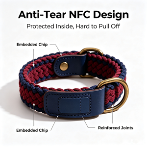 Collier tissé réglable pour animaux de compagnie avec puce NFC, boucle de collier, sangle de cou pour chiens de petite, moyenne et grande taille - Product Image 3