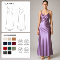 Robe longue de soirée en satin violet à col en V, biais drapé, bretelles spaghetti, pour femme, sur mesure, vente en gros, OEM, usine