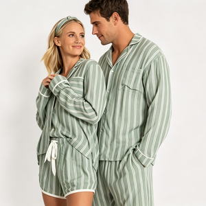 Pyjamas de luxe pour couple en bambou et coton, vêtements de nuit assortis en modal, design personnalisé, vente en gros, directement de l'usine - Product Image 4