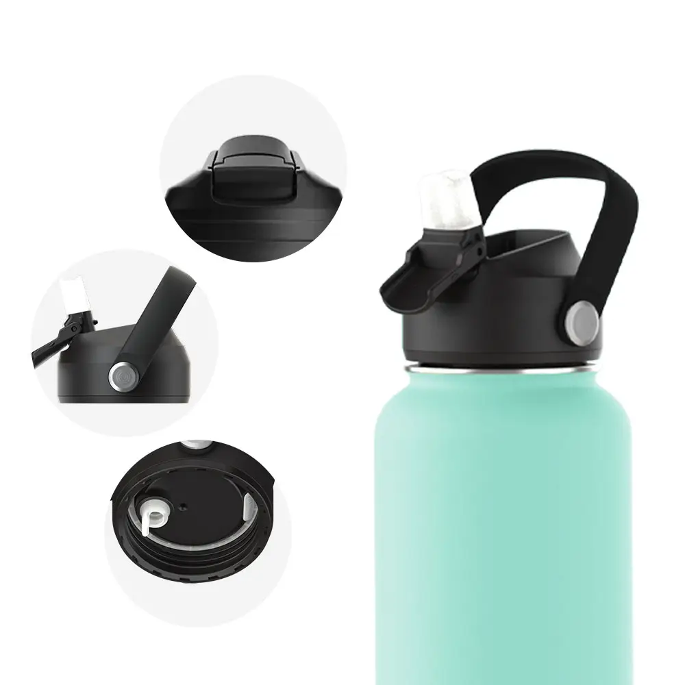 Amazing Items Metal Wide Mouth Water Bottle Insulated Double Wall Stainless Steel Sport Water Bottle with New lid