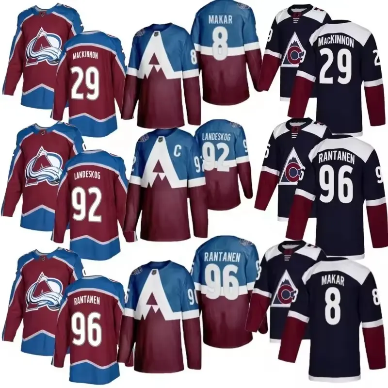 Мужская Спортивная майка Colorado 29 Nathan MacKinnon 8 Cale Makar 92 Gabriel Landeskog 96 Mikko Rantanen