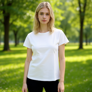 T-shirt Estiva da Donna HDJ a Girocollo a Maniche Corte, Bianco Puro, Taglie S/M L/XL, Top Casual in Cotone Traspirante - Product Image 5