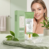 Gel exfoliant triple enzymatique au thé vert, exfoliant doux pour le visage pour éliminer les peaux mortes, peau lisse et rafraîchie, 100g