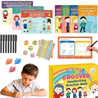 Cahier de Pratique d'Écriture pour Enfants à Couverture Rigide avec Rainures Magiques pour Reliure Thermique - Coffret Cadeau Réutilisable avec Rainures