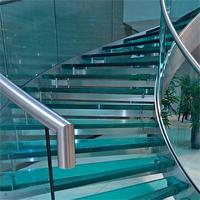 Moderne Metallene Gebogene Wendeltreppe mit Glasstufen Glasgeländer Pulverbeschichtet DIY Innentreppe für Villa & Hotel