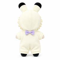 Combinaison à capuche personnalisée avec oreilles de lapin et nœud violet, tenue faite main pour poupée en coton rembourrée, accessoires de costume
